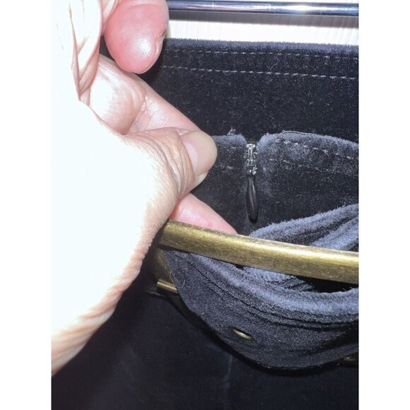 BOUTIQUE EUROPA Black Velvet Wide Waist Band Belt Straight Leg Pants Sz 8 - Picture 7 of 15